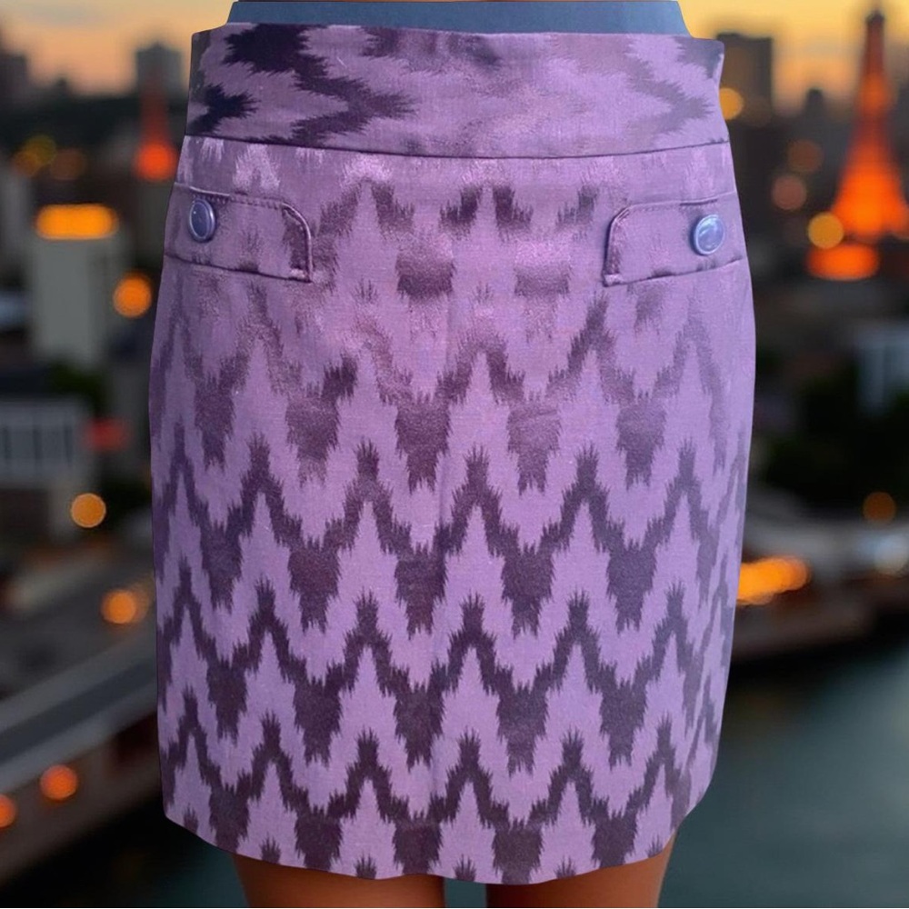 Ann Taylor Purple Geometric Lined Skirt